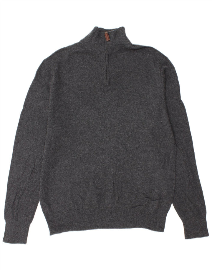BONOBOS Herren-Pullover mit Reißverschluss am Hals, mittelgraue Baumwolle