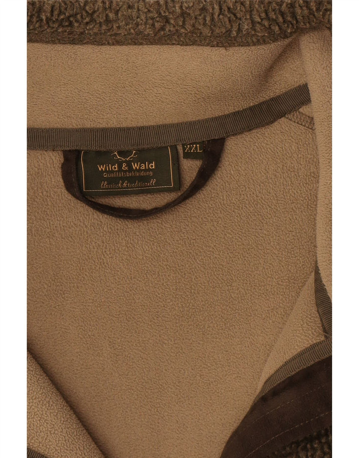 Vintage Herren Fleecejacke UK 44 2XL Khaki Colourblock Polyester