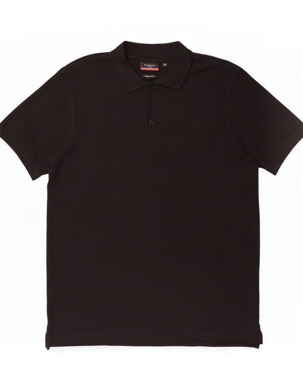 Pierre Cardin Herren-Poloshirt mit normaler Passform, 2XL, schwarze Baumwolle