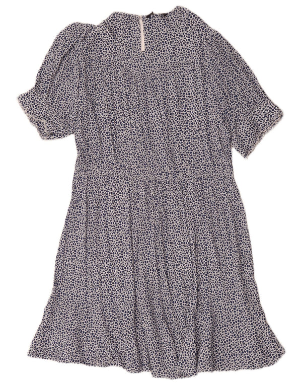 Marks & Spencer Damen-Stufenkleid UK 18 XL Blau geblümte Viskose