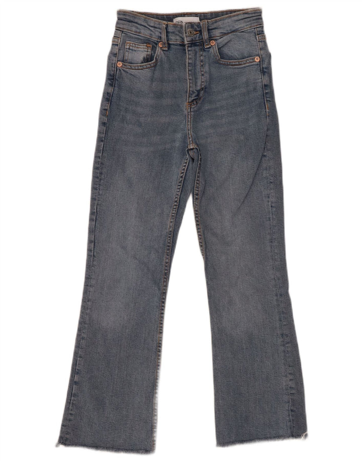 ZARA Damen Bootcut-Jeans mit hoher Taille, W22, L24, blaue Baumwolle