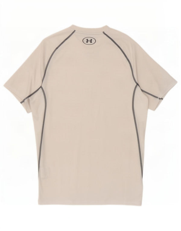 Under Armour Herren Heat Gear T-Shirt Top XL Weiß Colourblock Polyester
