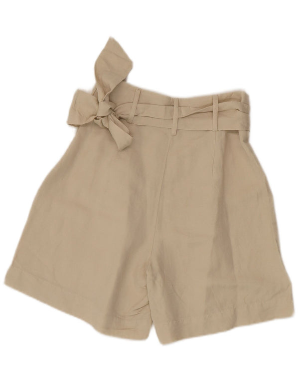 Sisley Damen Freizeitshorts mit hoher Taille, UK 6, XS, W26, Beige, Leinen