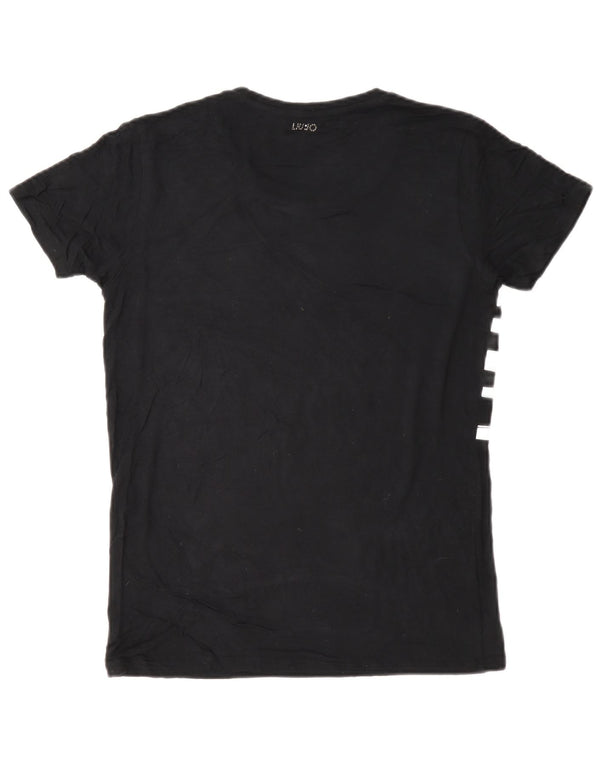 Liu Jo Damen Grafik T-Shirt Top UK 12 Medium Schwarz