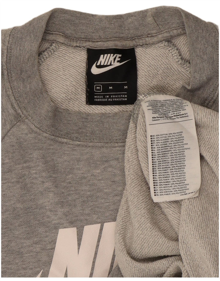 Nike Damen Graphic Sweatshirt Pullover UK 14 Mittelgraue Baumwolle
