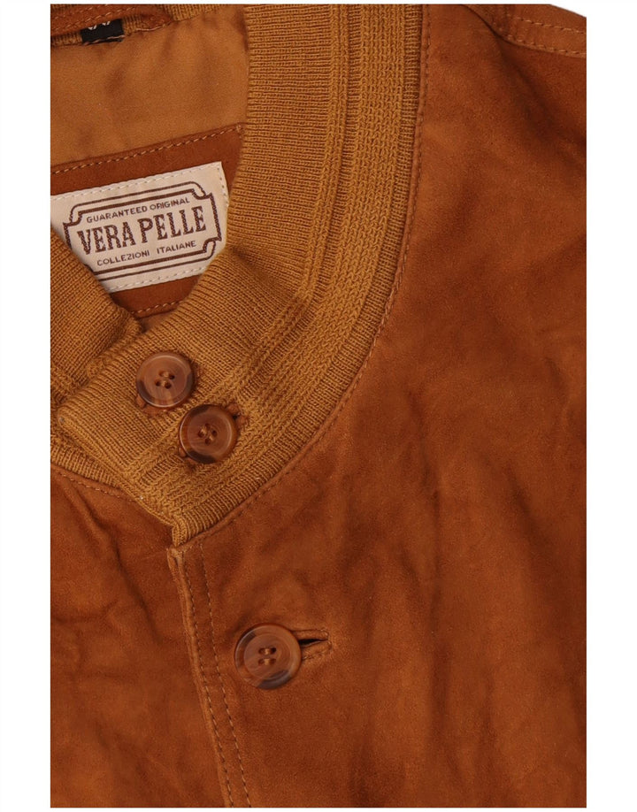 Vintage Herren Wildleder Bomberjacke IT 56 3XL Braunes Leder