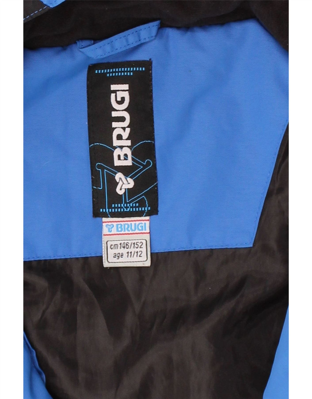 BRUGI Boys Hooded Windbreaker Jacket 11-12 Years Blue Colourblock Vintage Brugi and Second-Hand Brugi from Messina Hembry 