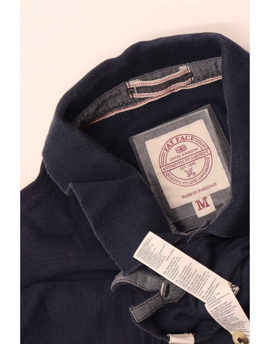 Fat Face Herren-Poloshirt aus mittelblauer Baumwolle in Marineblau
