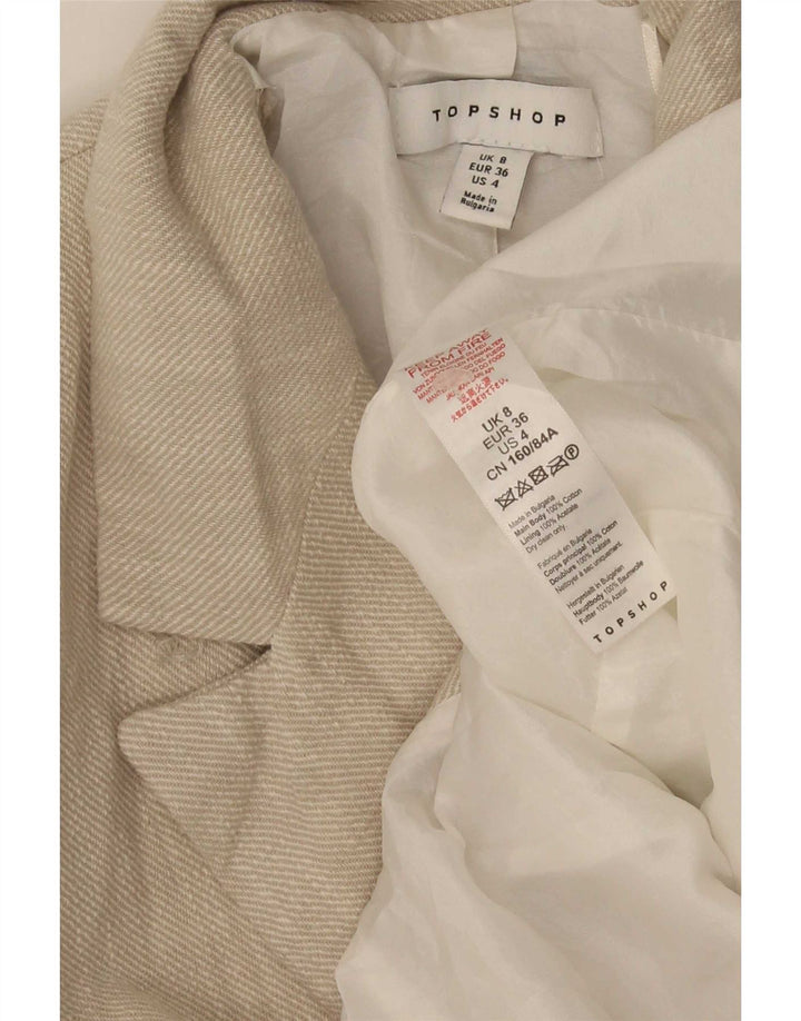 Topshop Damen-Zweireiher-Blazer, Gr. 8, Beige, Baumwolle