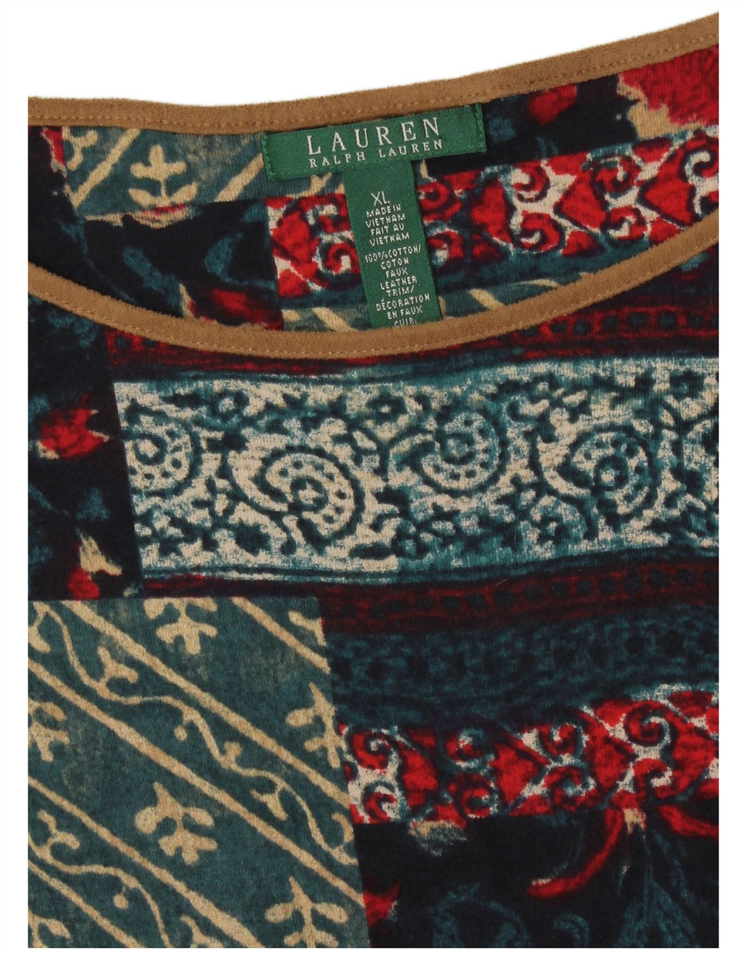 Ralph Lauren Damen A-Linien-Kleid UK 18 XL Mehrfarbige Patchwork-Baumwolle