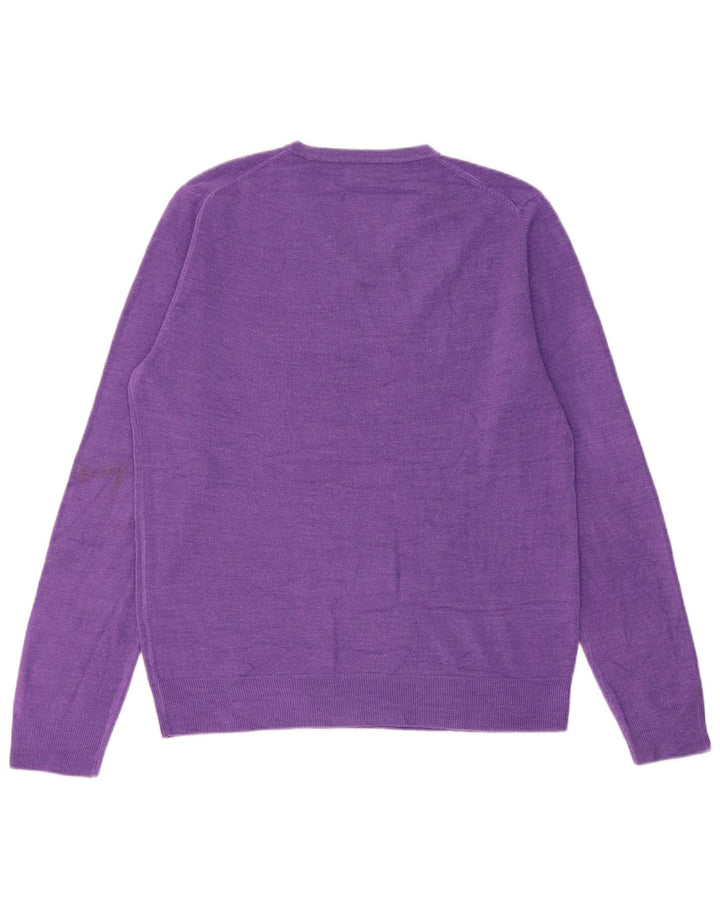 John Lewis Herren-Pullover mit V-Ausschnitt, mittelviolettes Acryl
