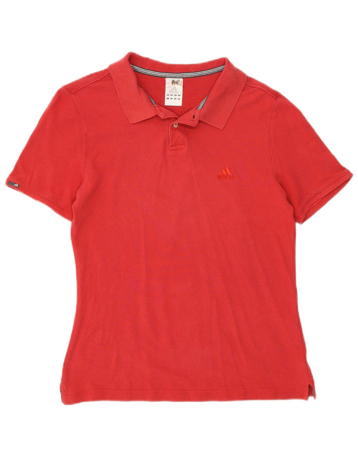 Adidas Damen Poloshirt UK 14 Mittelrote Baumwolle