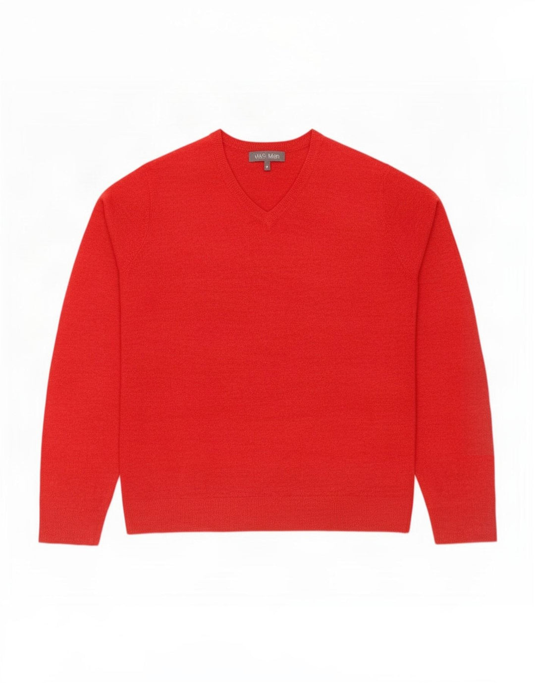 Marks & Spencer Herren-Pullover mit V-Ausschnitt, Mittelrotes Acryl