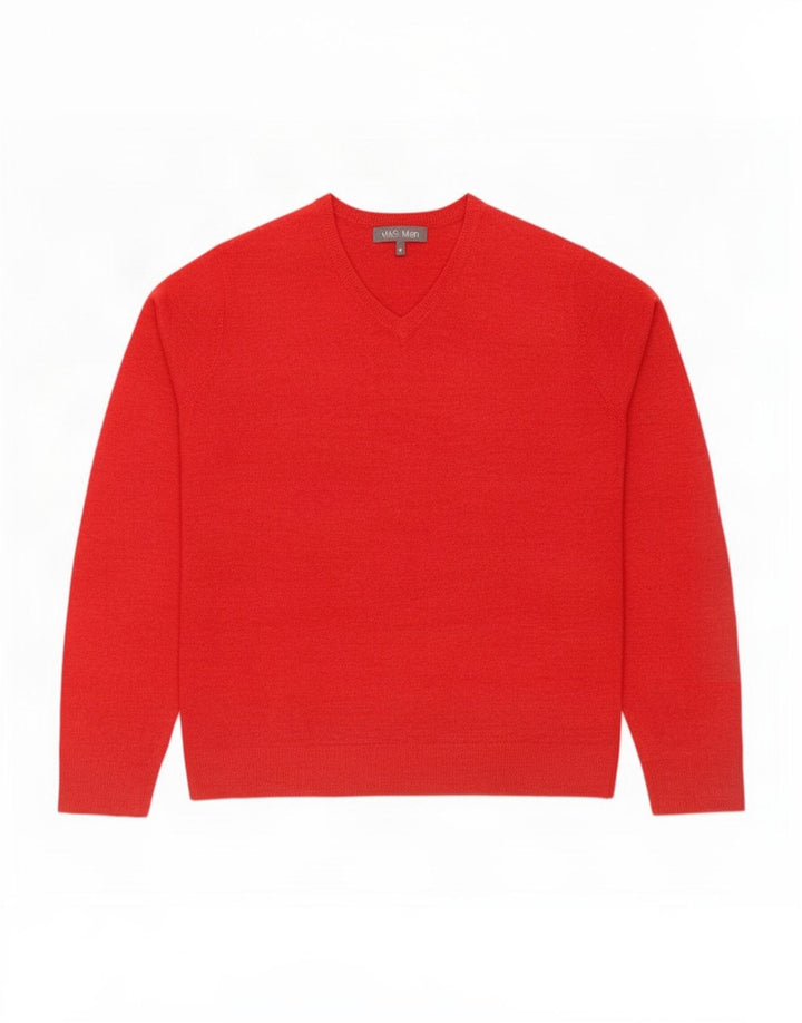 Marks & Spencer Herren-Pullover mit V-Ausschnitt, Mittelrotes Acryl
