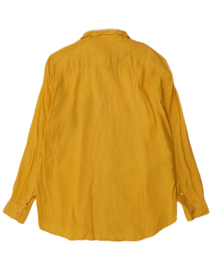 Max Mara Damen Hemd UK 18 XL Gelbes Leinen