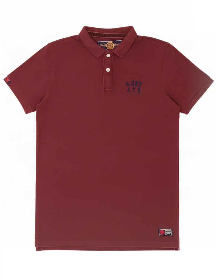 Superdry Herren-Poloshirt, groß, Burgunderrot, Baumwolle