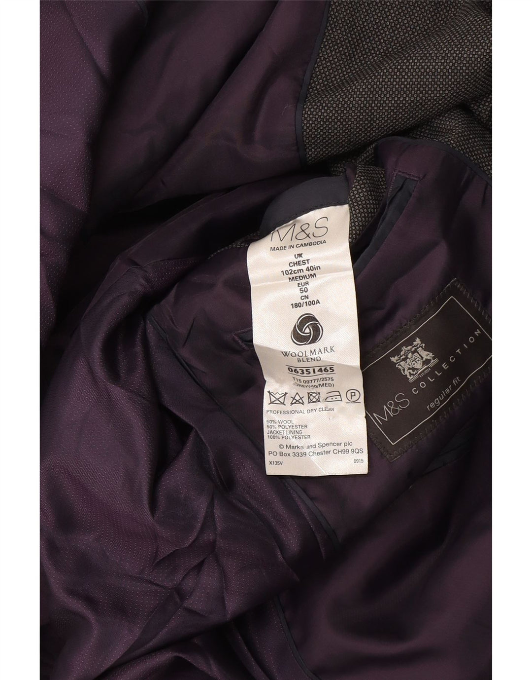 Marks & Spencer Herren-Blazer mit 2 Knöpfen, reguläre Passform, UK 38, Mittelgrau