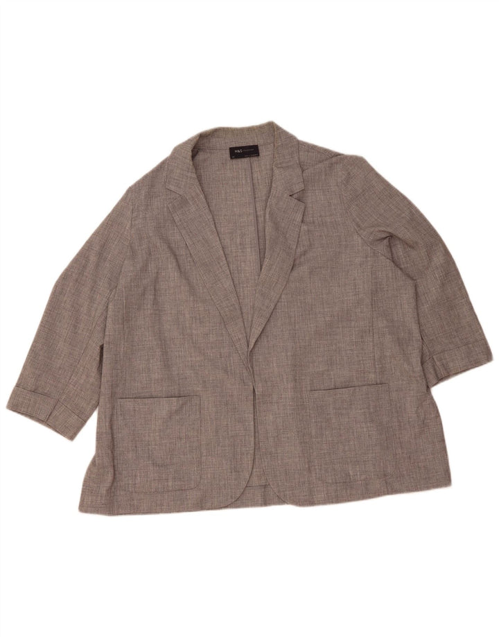 Marks & Spencer Damen-Blazer mit 3/4-Ärmeln, offen, Gr. 24, 4XL, Grau
