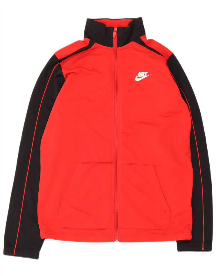 Nike Jungen-Trainingsanzug-Top-Jacke, 13–14 Jahre, XL, rotes Farbblock-Polyester