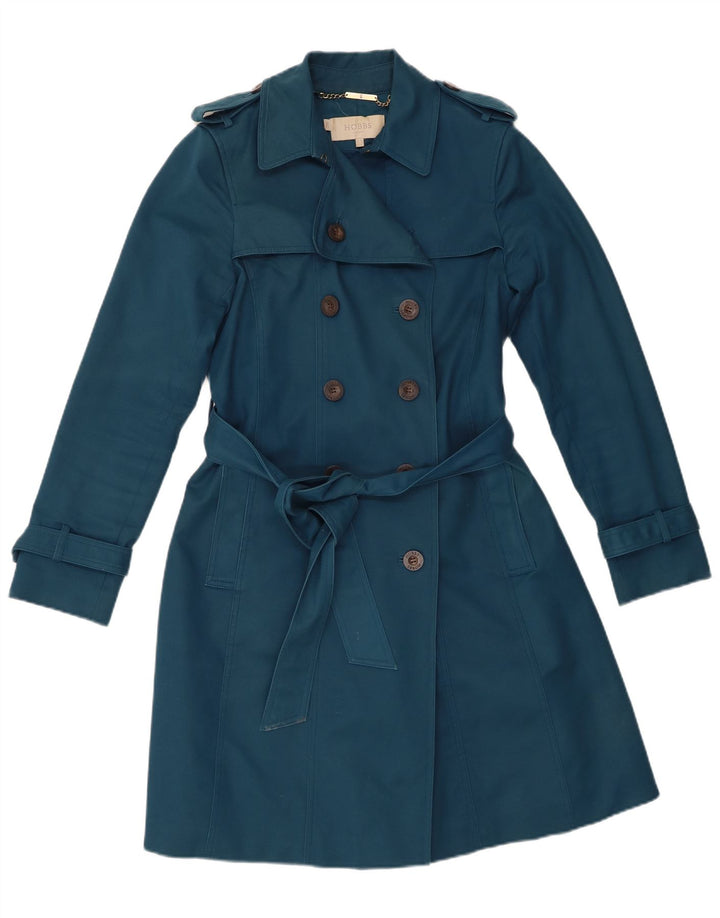 Hobbs Damen Trenchcoat UK 10 Small Blaue Baumwolle