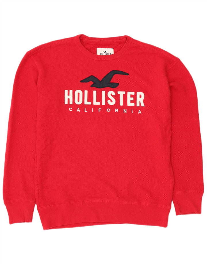 HOLLISTER Herren-Sweatshirt mit Grafik, Größe S, rote Baumwolle