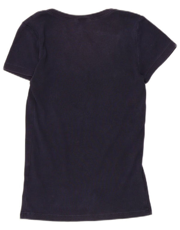 RALPH LAUREN Damen T-Shirt Top UK 8 Small Marineblau Baumwolle