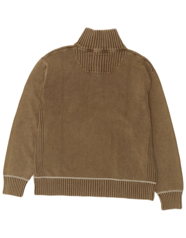 Camp David Herren-Pullover mit grafischem Reißverschluss, 2XL, braune Baumwolle