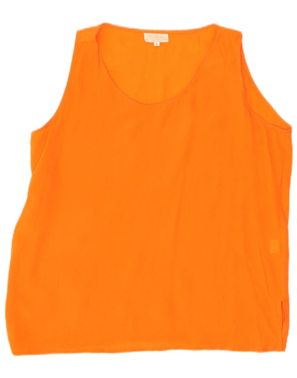 Tiffany Ärmelloses Damen-Blusenoberteil, UK-Größe 46, große orangefarbene Seide