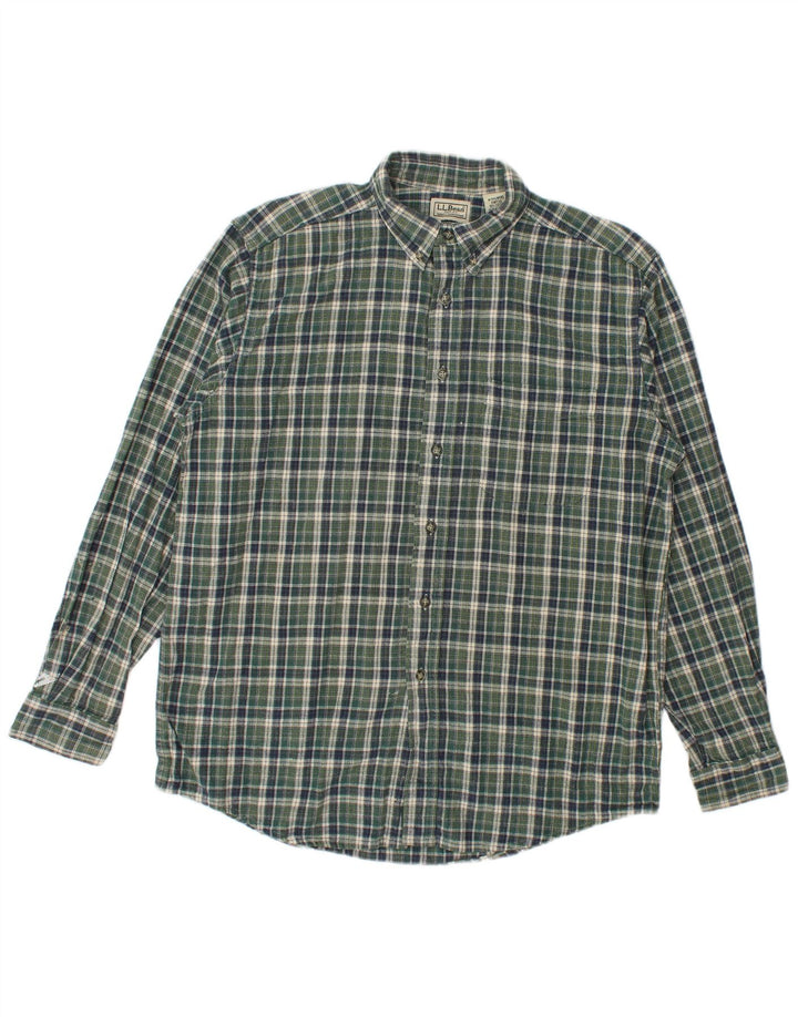 L.L.Bean Herren-Flanellhemd, mittelgrün, kariert, Baumwolle