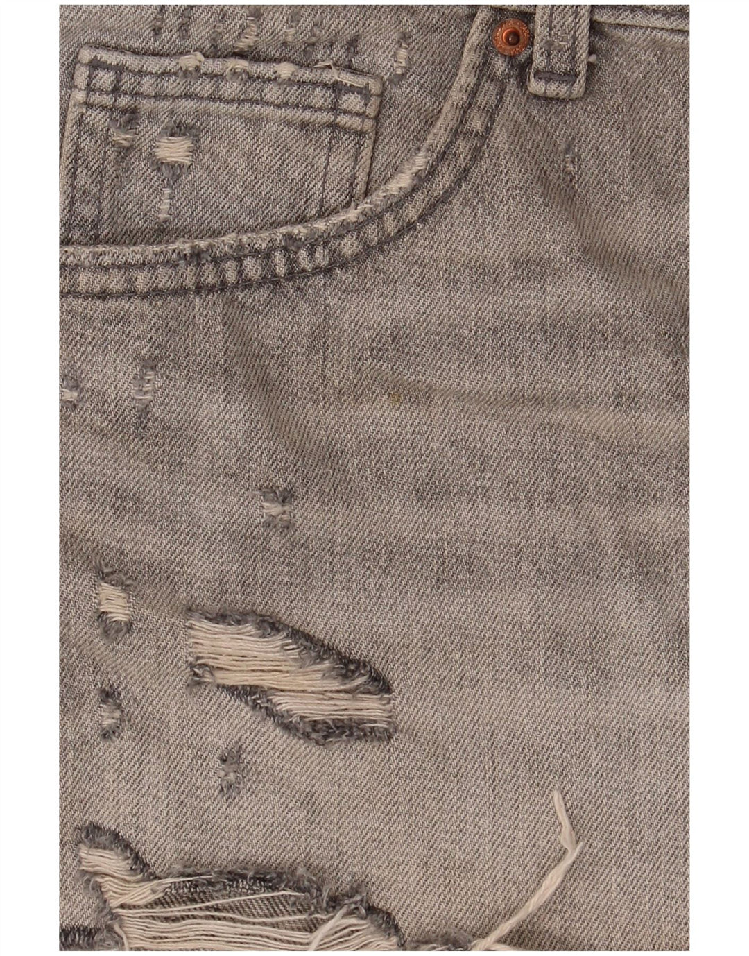 Zara Damen Denim Distressed Hotpants EU 40 Medium W30 Graue Baumwolle