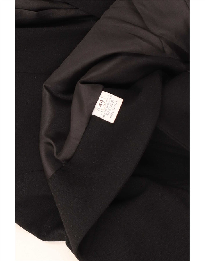 Vintage Damen 3-Knopf-Blazerjacke IT 44 Mittelschwarze Wolle