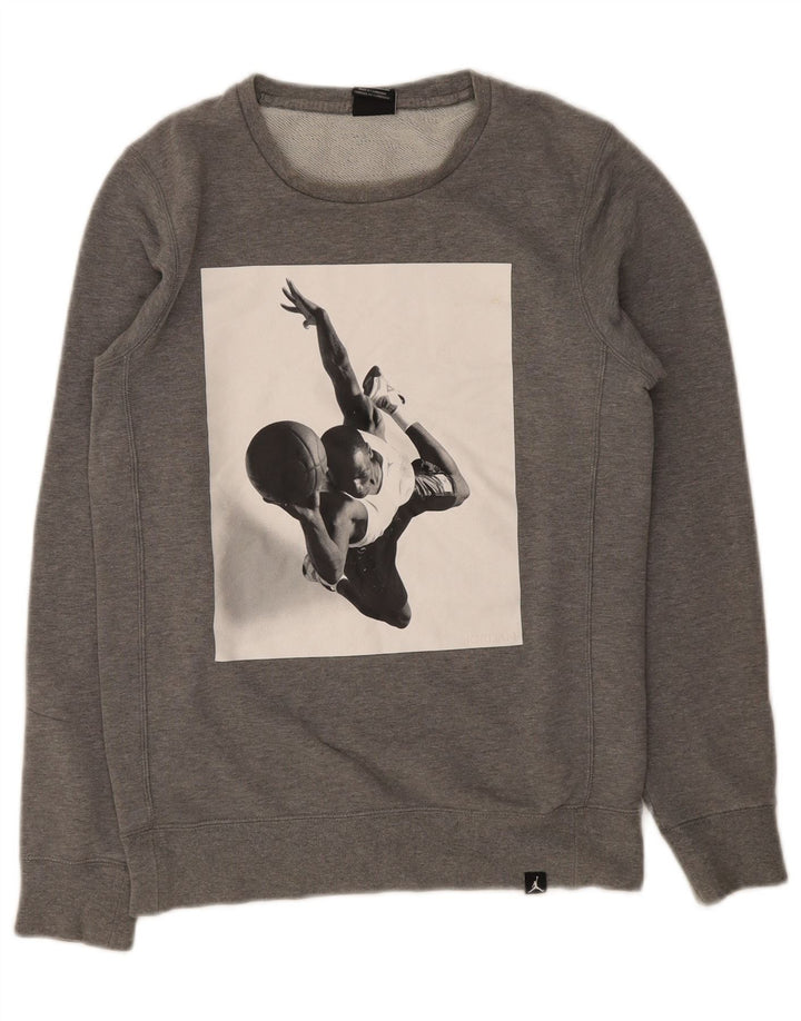 Nike Herren-Sweatshirt mit Grafik, XS, graue Baumwolle