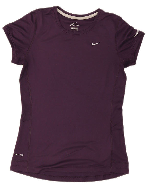 Nike Damen Dri Fit T-Shirt Top UK 8 Small Lila Polyester