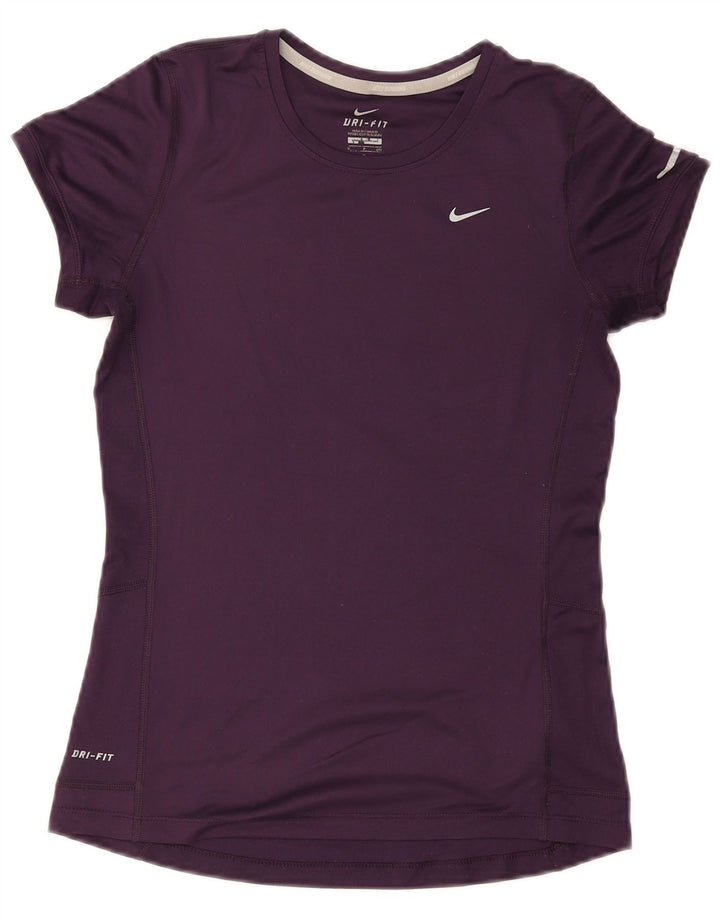 Nike Damen Dri Fit T-Shirt Top UK 8 Small Lila Polyester