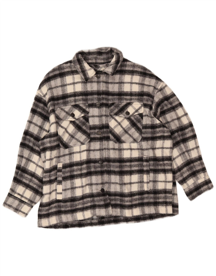 Übergroßes Overshirt-Flanellhemd von ZARA für Damen, Gr. 16, groß, schwarz kariert