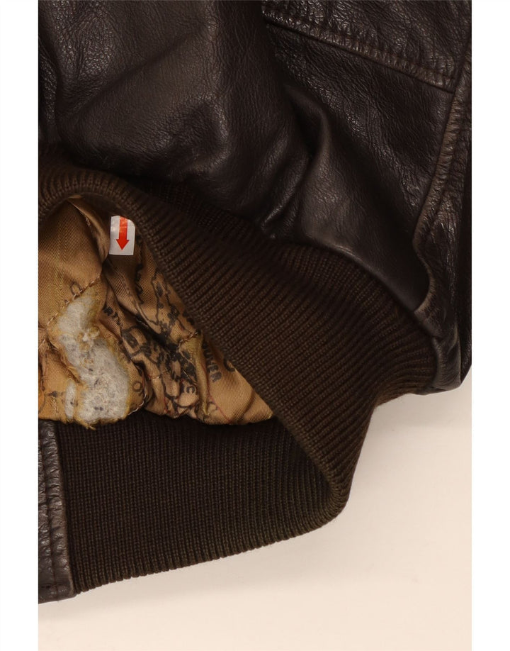 Vintage Herren Militärlederjacke IT 54 2XL Braun