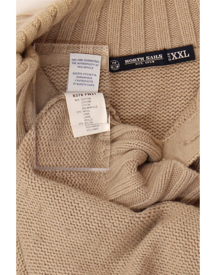 NORTH SAILS Herren-Pullover mit Knopfkragen, 2XL, beige Wolle