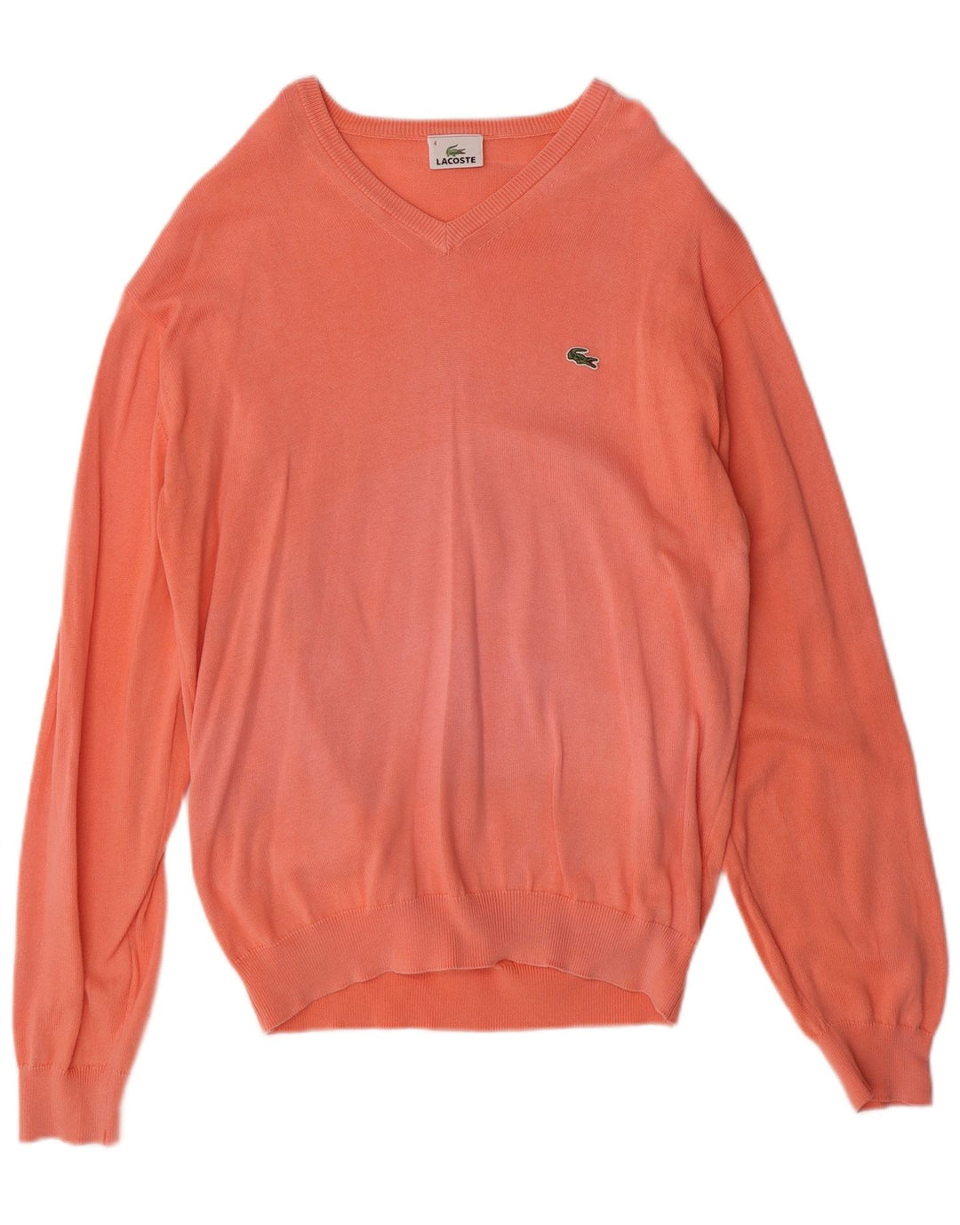 LACOSTE Herren-Pullover mit V-Ausschnitt, Größe 4, mittelorange