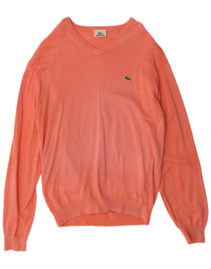 LACOSTE Herren-Pullover mit V-Ausschnitt, Größe 4, mittelorange