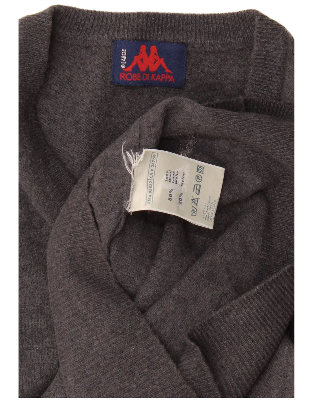 Kappa Herren-Pullover mit V-Ausschnitt, große graue Wolle
