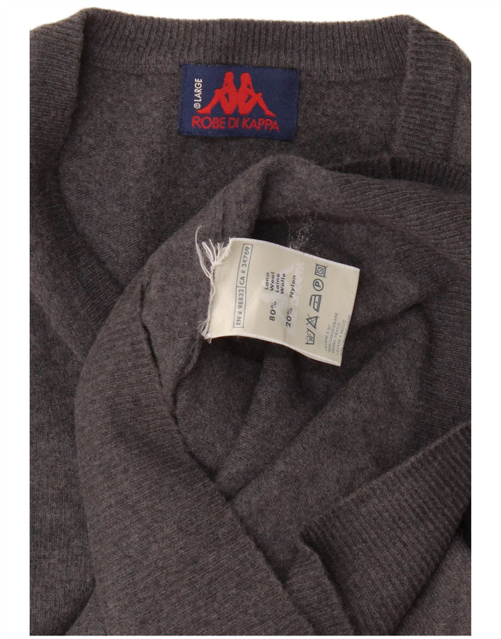Kappa Herren-Pullover mit V-Ausschnitt, große graue Wolle