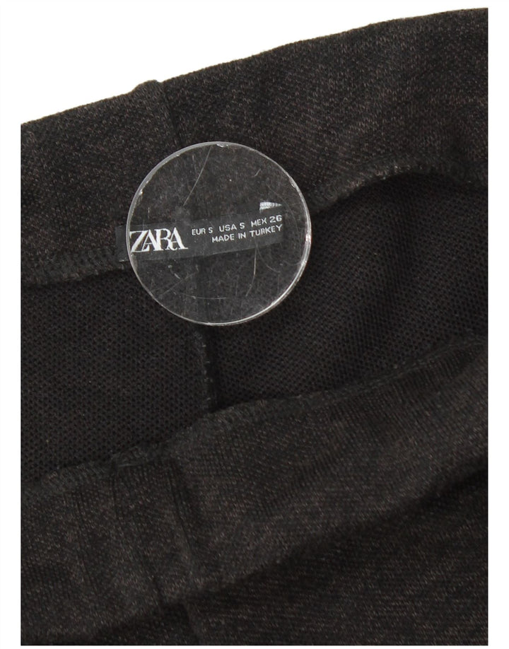 Zara Damen Freizeithose mit weitem Bein, Größe S, W26, L30, Schwarz, Polyester
