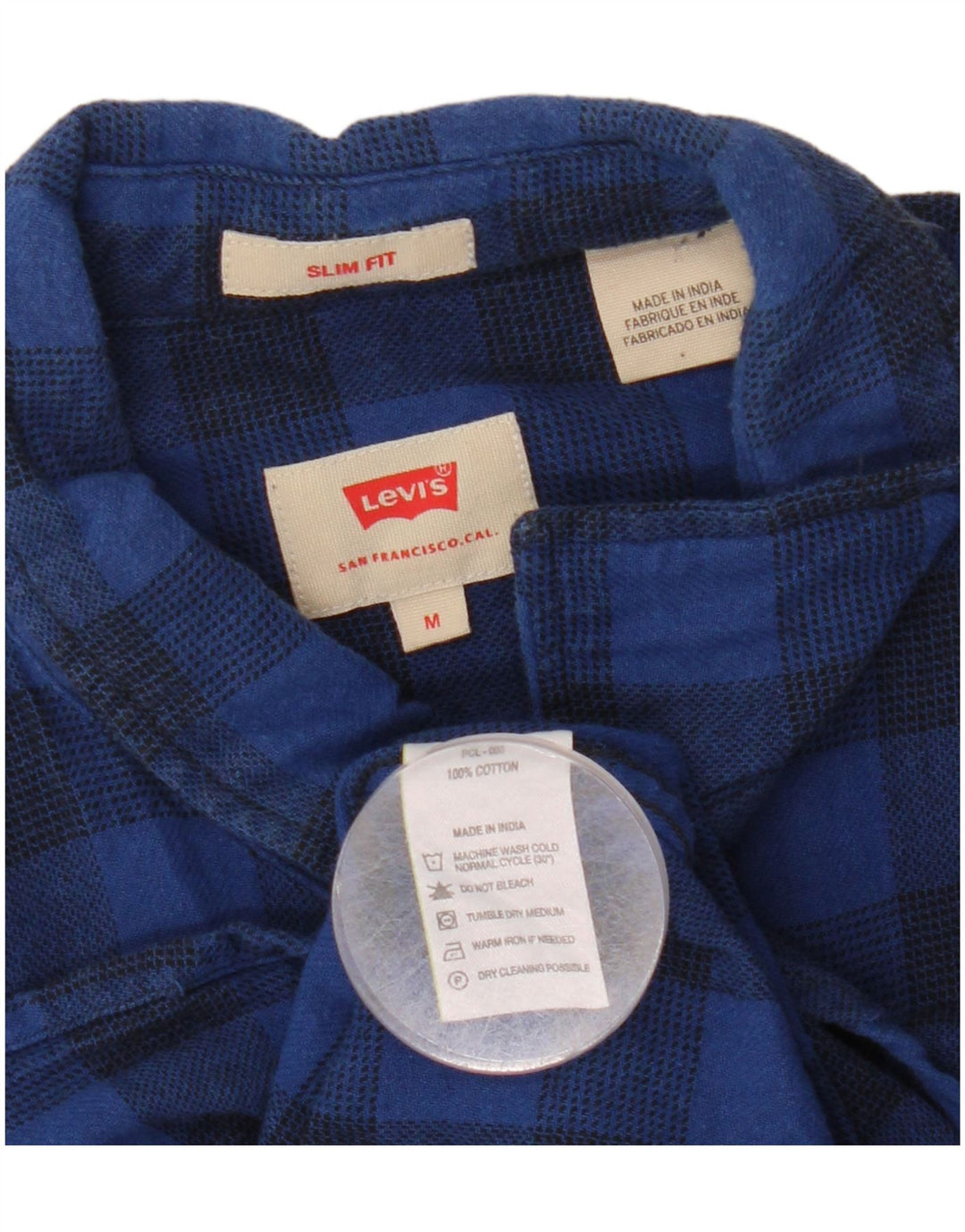 Levi's Slim-Fit-Flanellhemd für Herren aus mittelblauer Gingham-Baumwolle in Marineblau