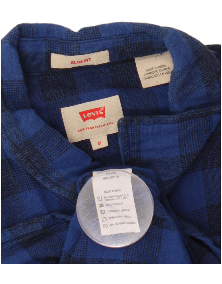 Levi's Slim-Fit-Flanellhemd für Herren aus mittelblauer Gingham-Baumwolle in Marineblau