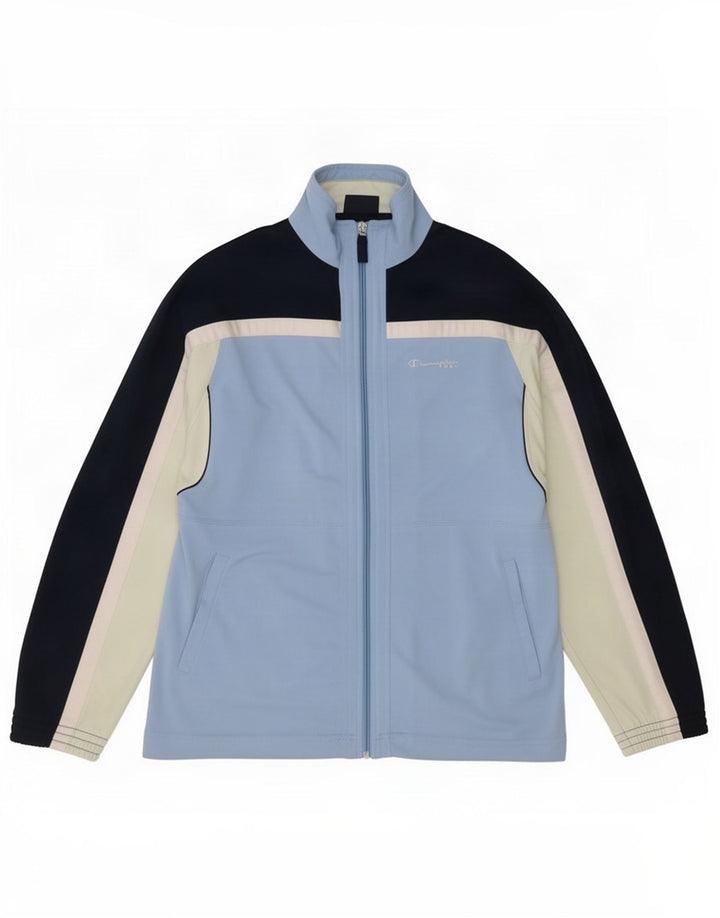 Champion Jungen-Trainingsanzug-Top-Jacke, 13–14 Jahre, blaues Farbblock-Polyester