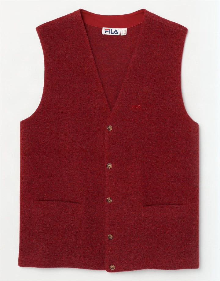 Fila Herren-Strickweste, mittlere kastanienbraune gesprenkelte Wolle