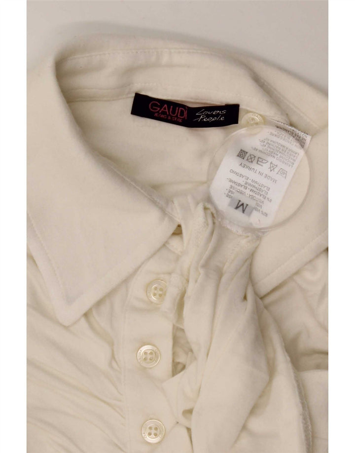 Gaudi Damen Langarm-Poloshirt UK 12 Mittelweiße Viskose