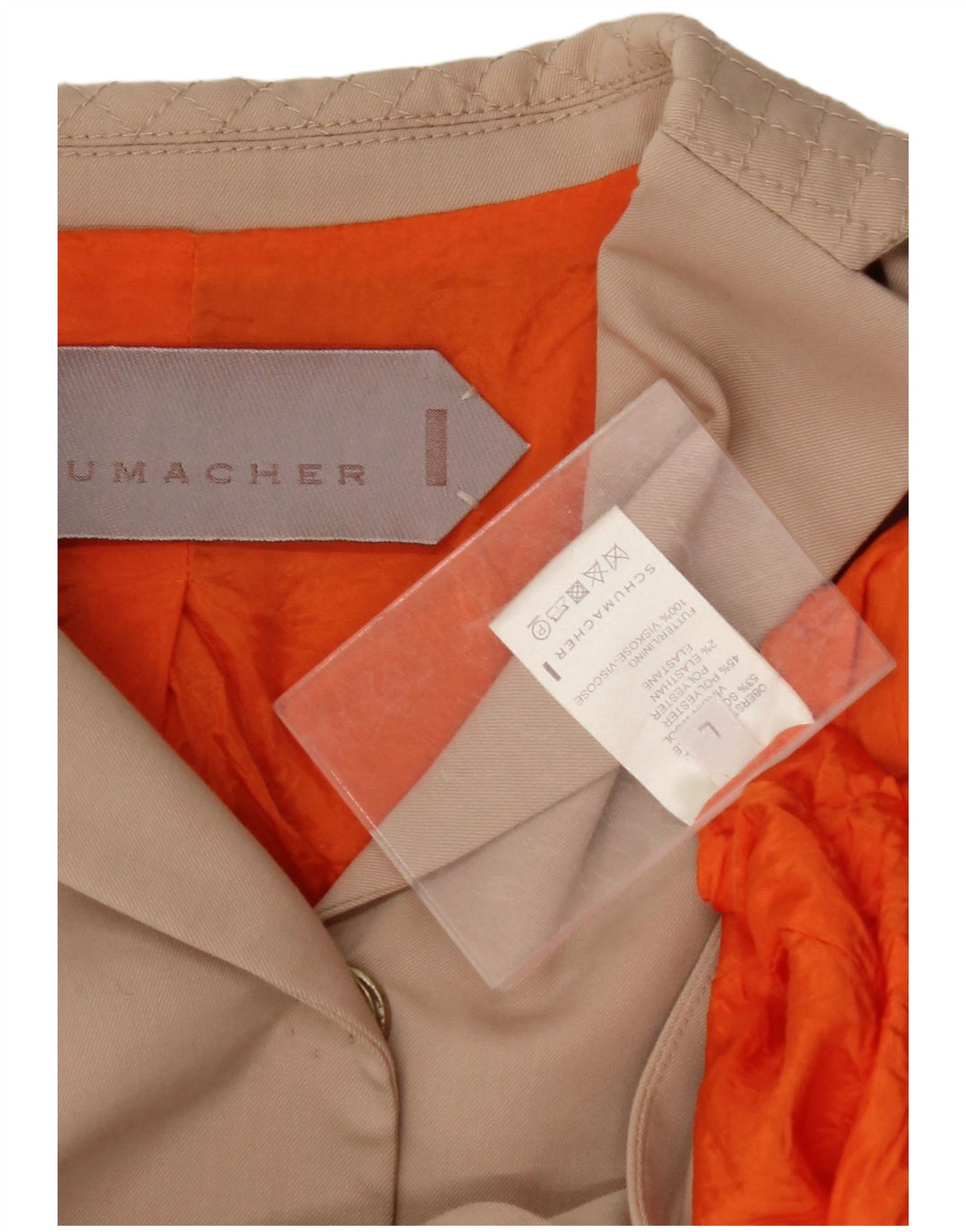 SCHUMACHER Womens Blazer Jacket UK 14 Large Beige Virgin Wool
