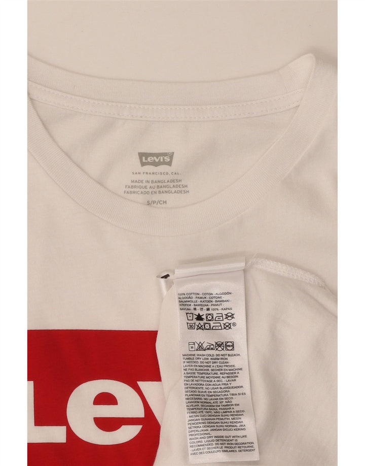 LEVI'S Damen-T-Shirt mit Grafik, UK 10, Größe S, weiße Baumwolle