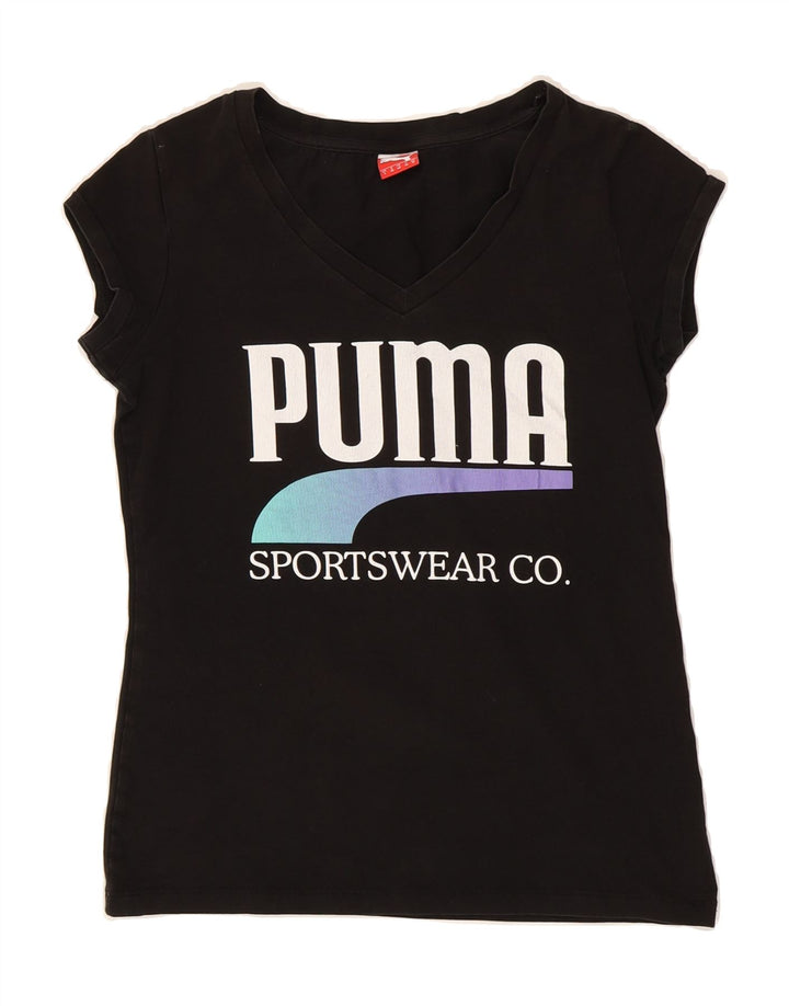 PUMA Womens Graphic T-Shirt Top UK 10 Small  Black Vintage Puma and Second-Hand Puma from Messina Hembry 